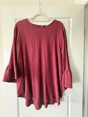 Ces Femme Rose-Mauve Textured Bell-Sleeve Tunic